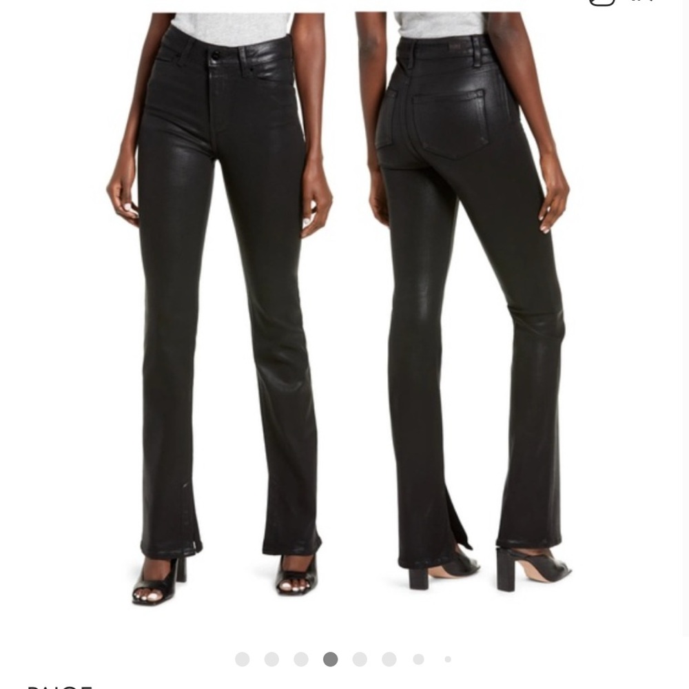 PAIGE Black Coated High Rise Manhattan Bootcut Flare Jeans Women's Size 29